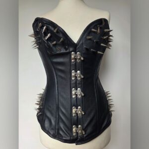 Custom Made Leather Overbust Corset Metal Spikes