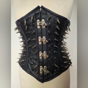 Custom Made Leather Long Line Underbust with Metal Spikes
