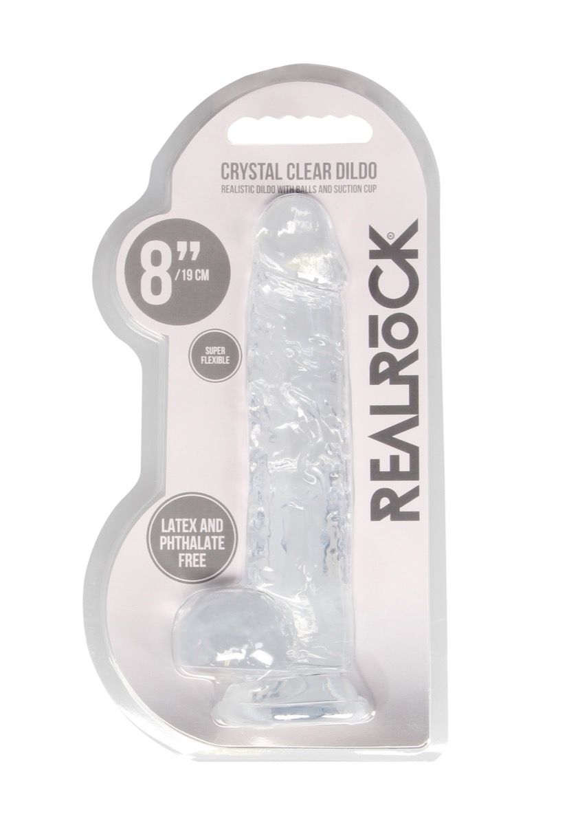 Real Rock Clear 8" Realistic Dildo With Balls - Image 4