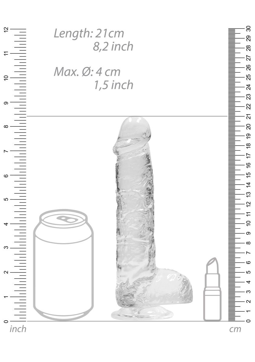 Real Rock Clear 8" Realistic Dildo With Balls - Image 2