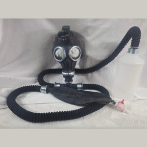 Gas Mask with x1 BUBBLE BOTTLE, x1 Rebreather Bag, x2 1M TUBES, x1 T PEACE