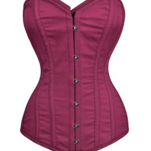 Custom Made Maroon Cotton Drill Extra Long Line Overbust Corset