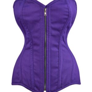 Custom Purple "Cotton" Pvc Zip up front Overbust Corset