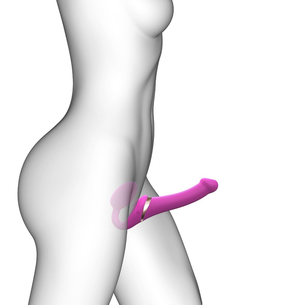 Strap On Me - Semi-Realistic Bendable Strap-On Fuchsia - L (With Powerful Vibration) - Image 3